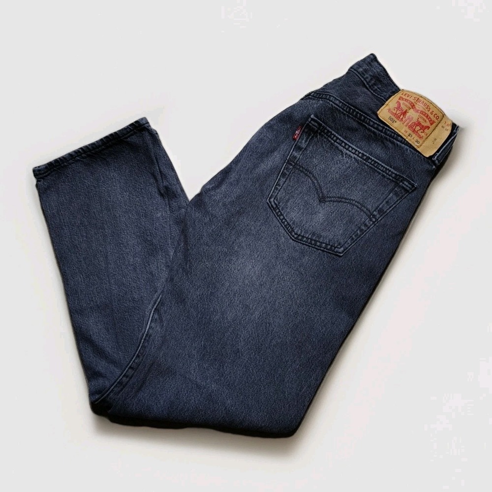 Levi's 501 Mens Jeans W33 L30 Gray Button Fly Straight Leg Denim Pants